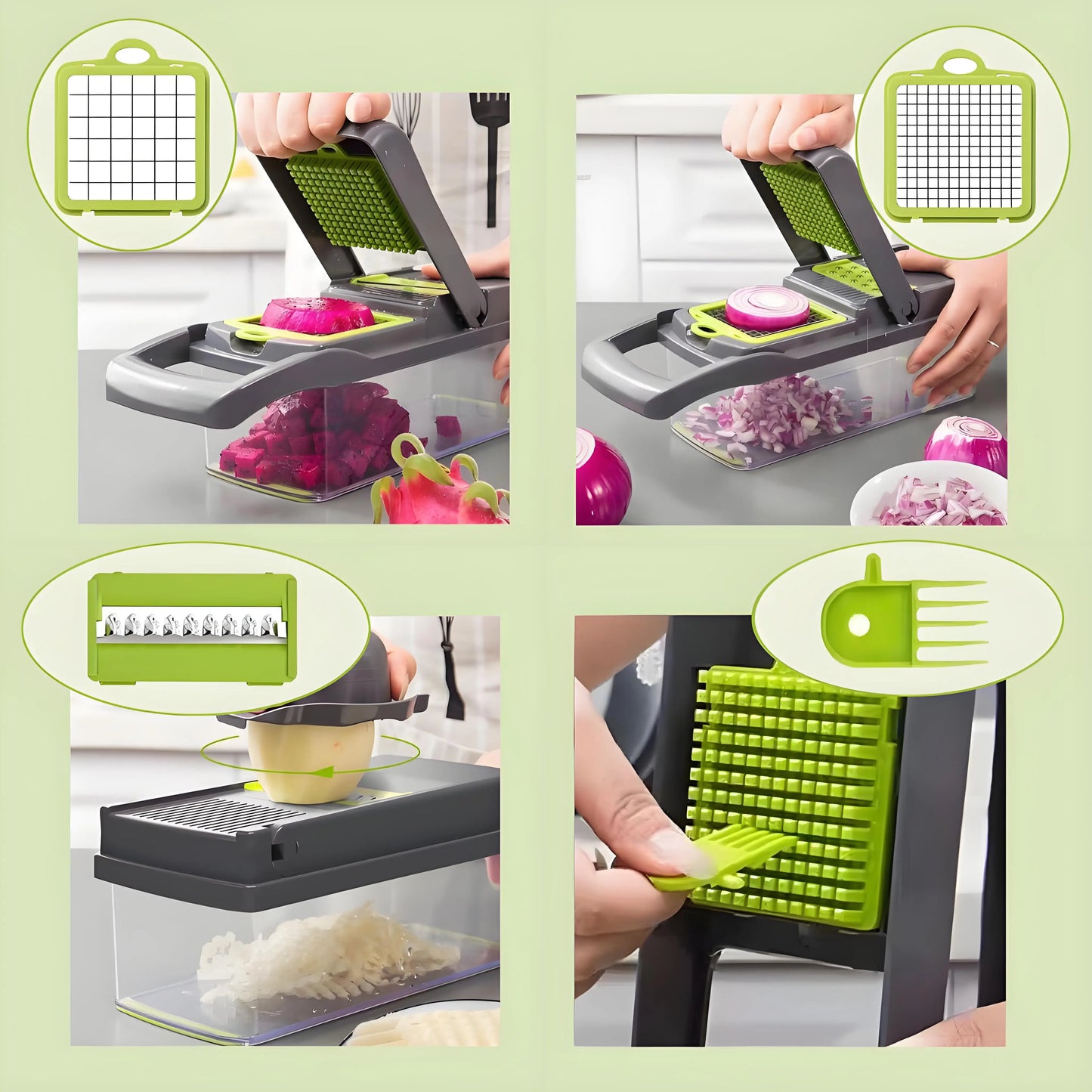 Multifunctional Vegetable Cutter Manual Food 15pc Kit with Strainer Basket