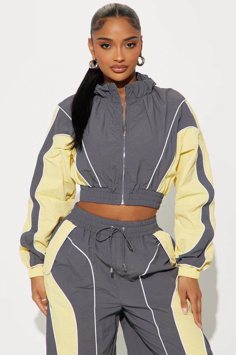 New Era Colorblock Windbreaker Jacket - Charcoal/combo