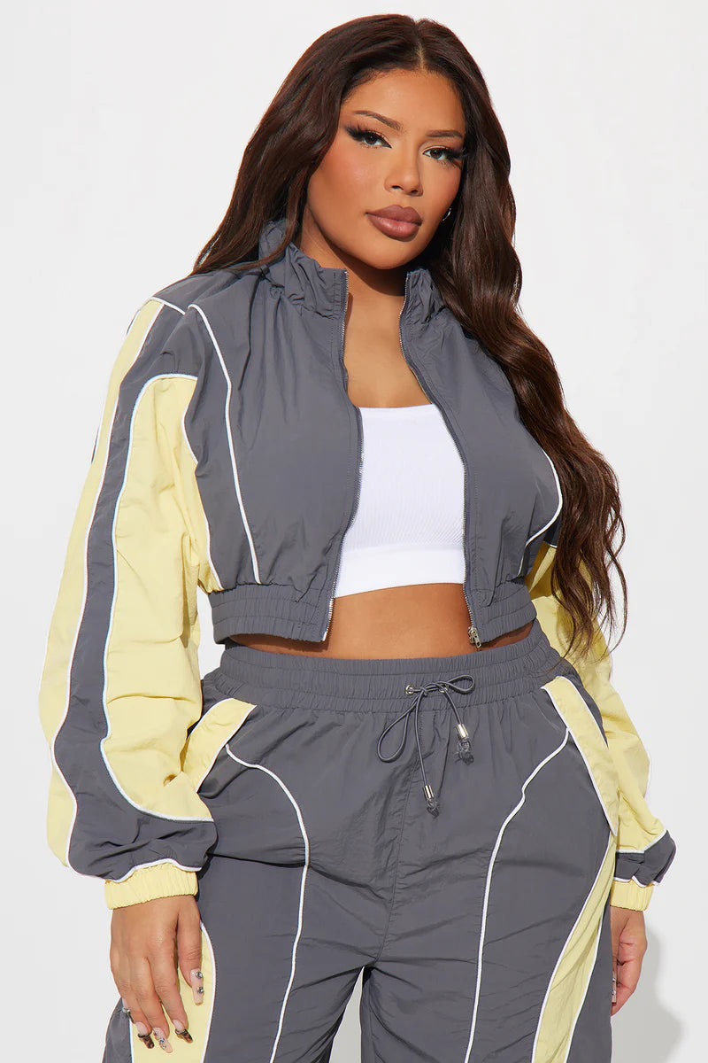 New Era Colorblock Windbreaker Jacket - Charcoal/combo