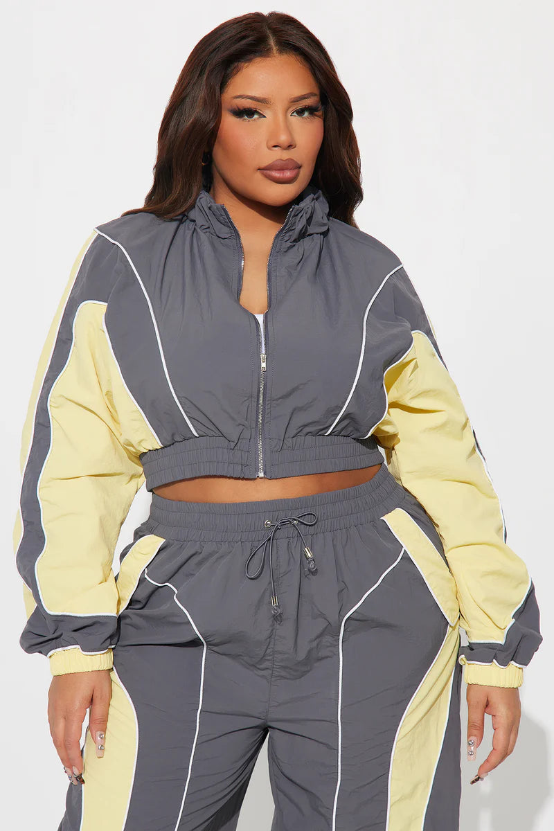 New Era Colorblock Windbreaker Jacket - Charcoal/combo