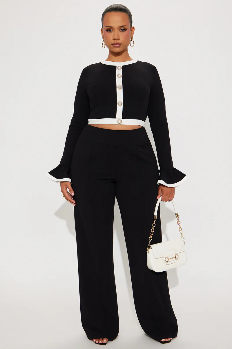 Fancy Seeing You Pant Set - Black