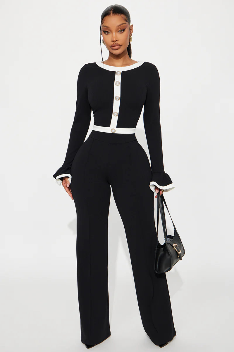 Fancy Seeing You Pant Set - Black