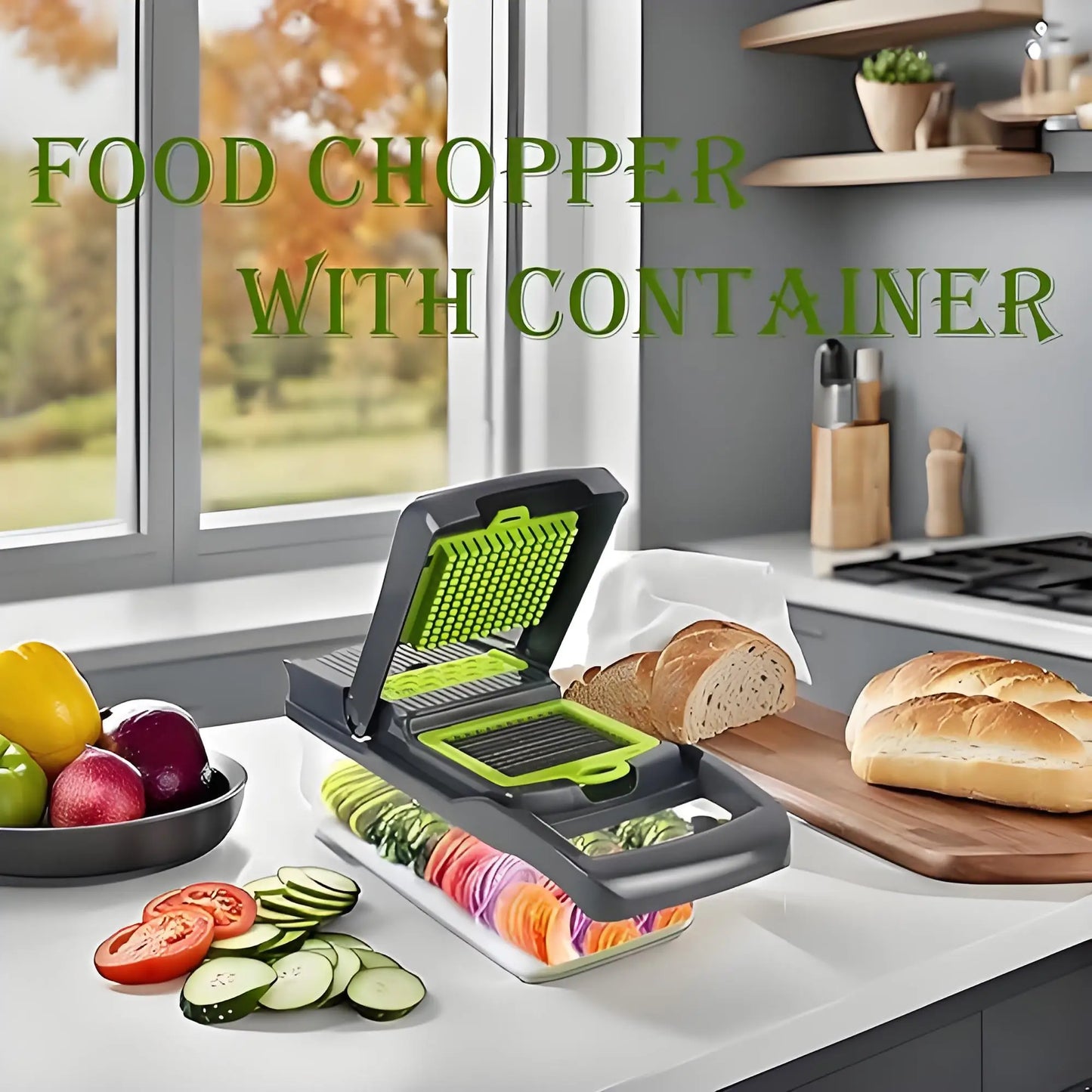 Multifunctional Vegetable Cutter Manual Food 15pc Kit with Strainer Basket