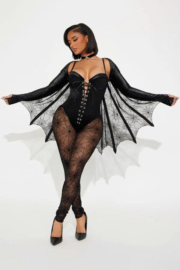 On The Web Spider 4 Piece Costume Set - Black