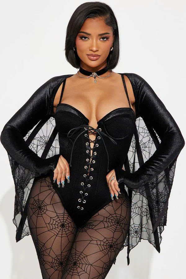 On The Web Spider 4 Piece Costume Set - Black
