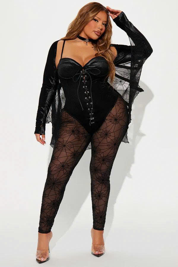 On The Web Spider 4 Piece Costume Set - Black