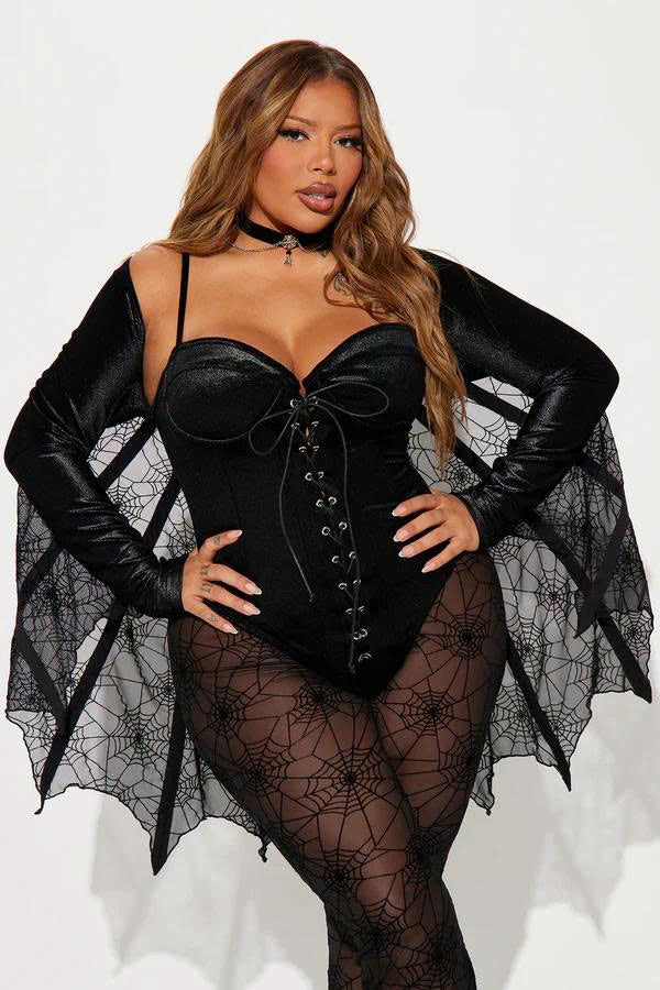 On The Web Spider 4 Piece Costume Set - Black
